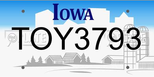 TOY3793 Iowa License Plate