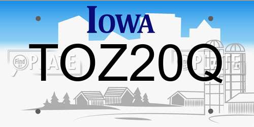 TOZ20Q Iowa License Plate