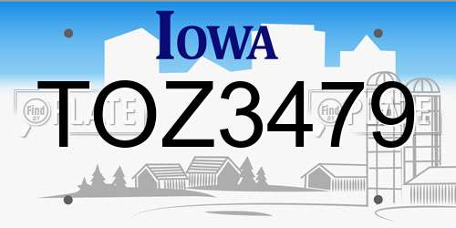 TOZ3479 Iowa License Plate