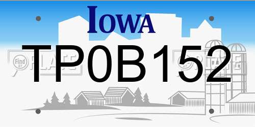 TP0B152 Iowa License Plate
