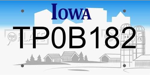 TP0B182 Iowa License Plate