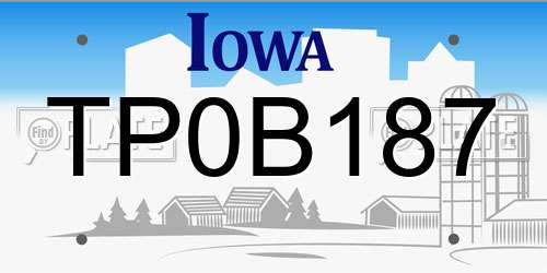TP0B187 Iowa License Plate