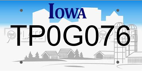 TP0G076 Iowa License Plate