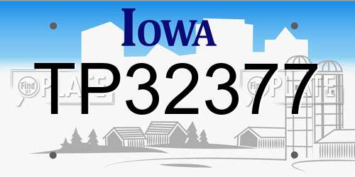 TP32377 Iowa License Plate