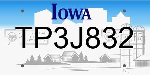 TP3J832 Iowa License Plate