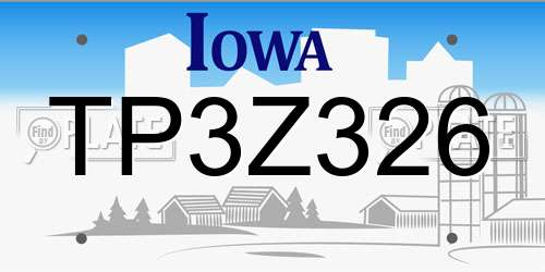 TP3Z326 Iowa License Plate