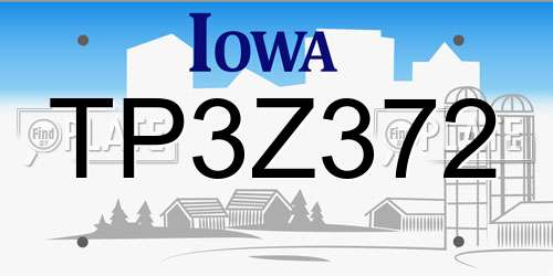 TP3Z372 Iowa License Plate