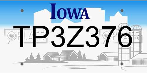 TP3Z376 Iowa License Plate