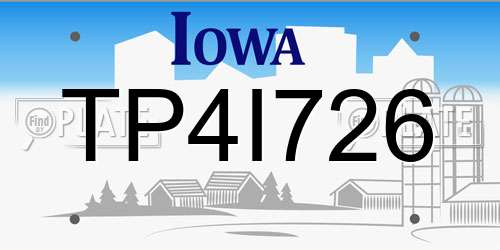 TP4I726 Iowa License Plate