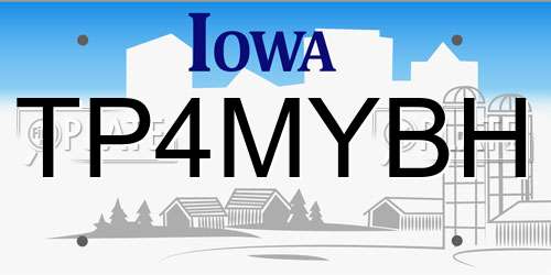 TP4MYBH Iowa License Plate