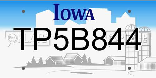 TP5B844 Iowa License Plate