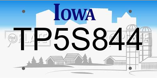 TP5S844 Iowa License Plate