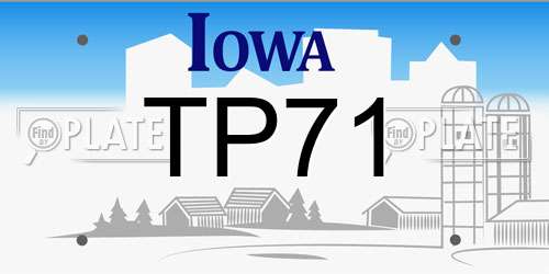 TP71 Iowa License Plate