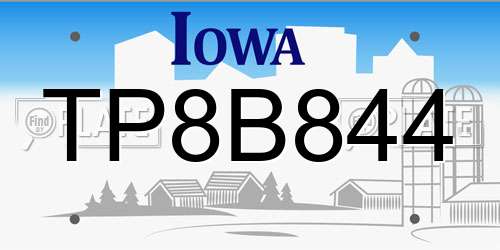 TP8B844 Iowa License Plate