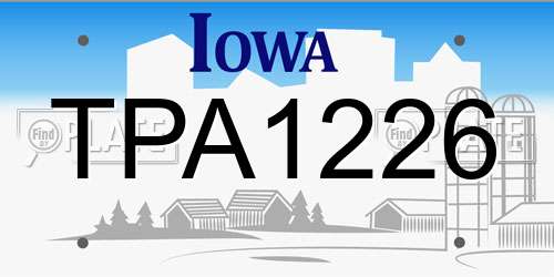 TPA1226 Iowa License Plate