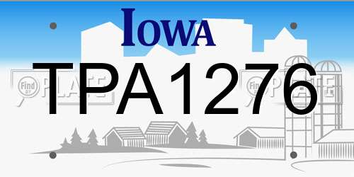 TPA1276 Iowa License Plate