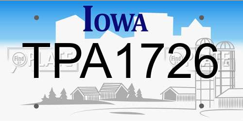 TPA1726 Iowa License Plate
