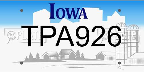 TPA926 Iowa License Plate