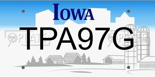 TPA97G Iowa License Plate