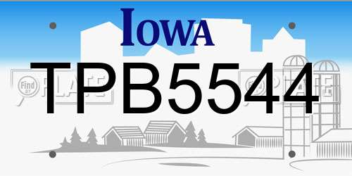TPB5544 Iowa License Plate