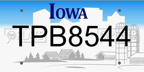 TPB8544 Iowa License Plate
