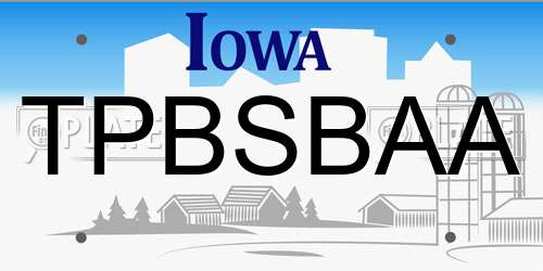 TPBSBAA Iowa License Plate