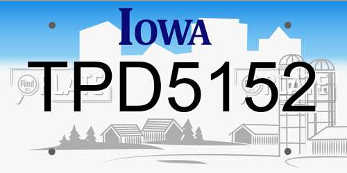 TPD5152 Iowa License Plate