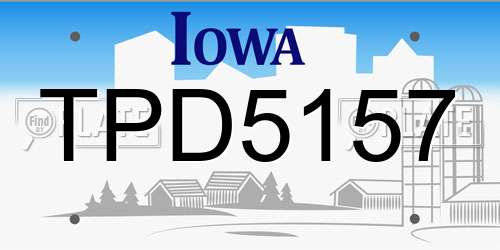 TPD5157 Iowa License Plate