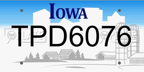 TPD6076 Iowa License Plate