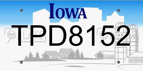 TPD8152 Iowa License Plate
