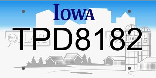 TPD8182 Iowa License Plate