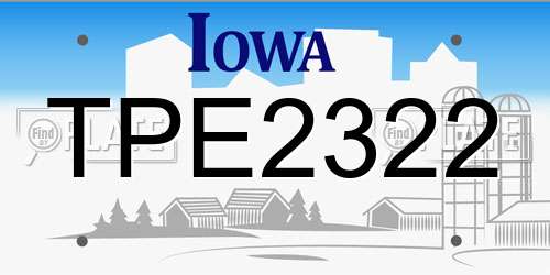 TPE2322 Iowa License Plate