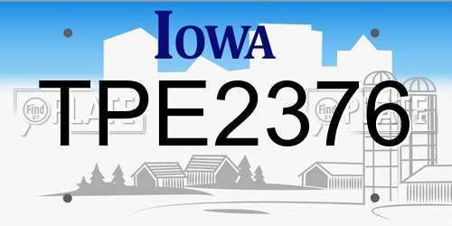TPE2376 Iowa License Plate
