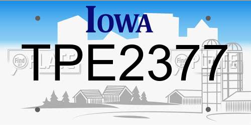 TPE2377 Iowa License Plate