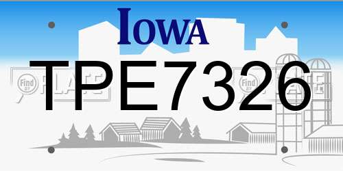 TPE7326 Iowa License Plate