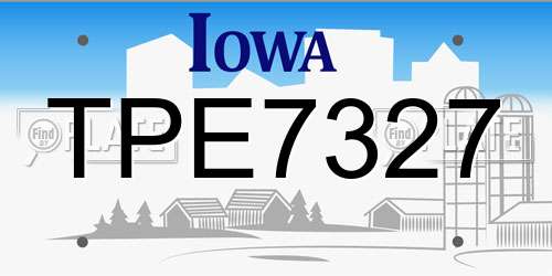 TPE7327 Iowa License Plate