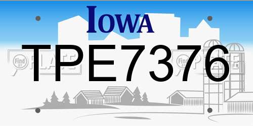 TPE7376 Iowa License Plate