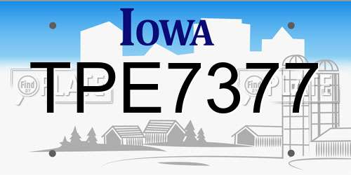 TPE7377 Iowa License Plate