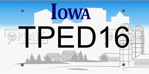TPED16 Iowa License Plate