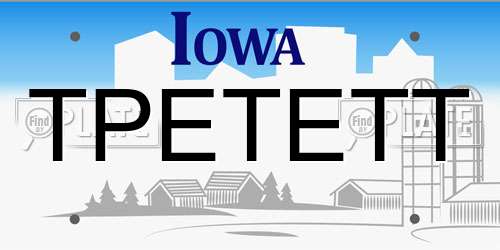 TPETETT Iowa License Plate