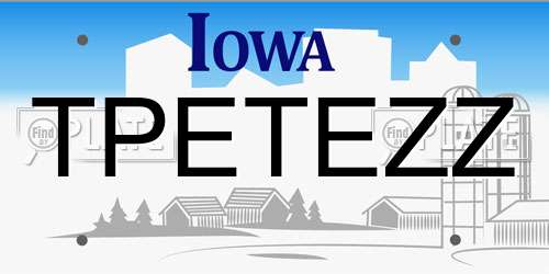 TPETEZZ Iowa License Plate