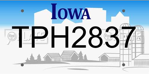 TPH2837 Iowa License Plate