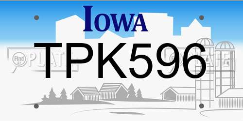 TPK596 Iowa License Plate