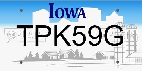 TPK59G Iowa License Plate