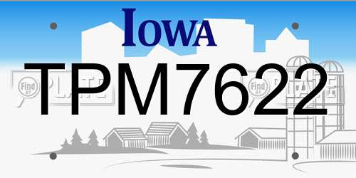 TPM7622 Iowa License Plate