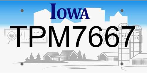 TPM7667 Iowa License Plate