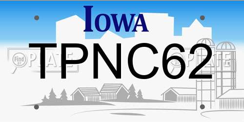 TPNC62 Iowa License Plate