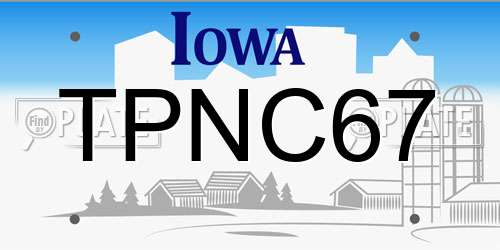 TPNC67 Iowa License Plate