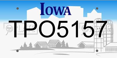 TPO5157 Iowa License Plate