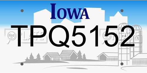 TPQ5152 Iowa License Plate